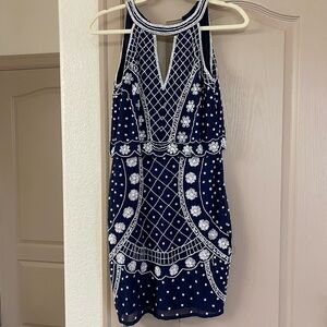 Blue and White Beaded Dress